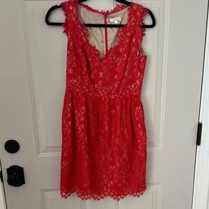 Shoshanna Red Lace Mini Dress